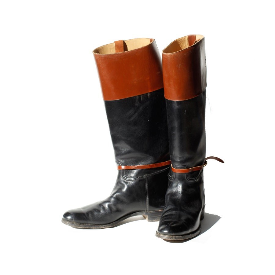 women's brown and black riding boots