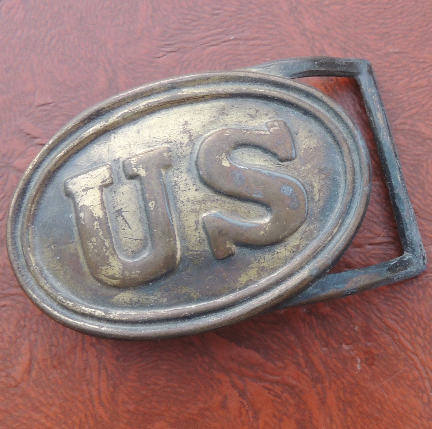 Vintage1970s Replica Civil War Union Belt Buckle // Brass US