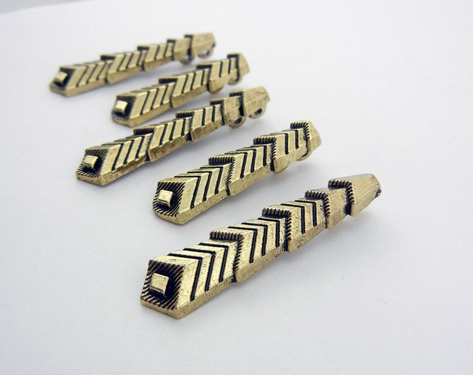 Set of 5 Slide Charms Art Deco Arrow Design Antique Gold-tone