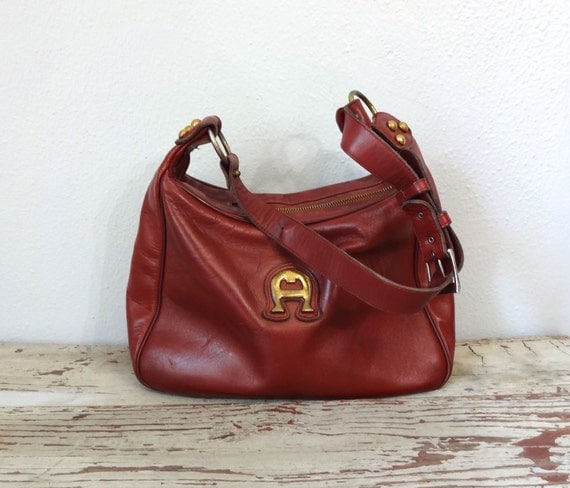 Vintage ETIENNE AIGNER Handbag / 1970s Purse / Oxblood Leather