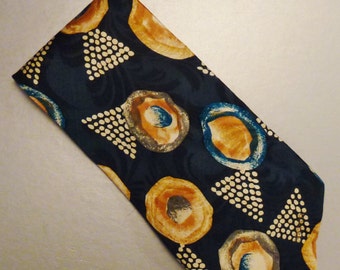 Designer Neck TIE SILK Corporate Nielsen ResearchAtomic Design 1980s Dead Stock 60x 3plus in