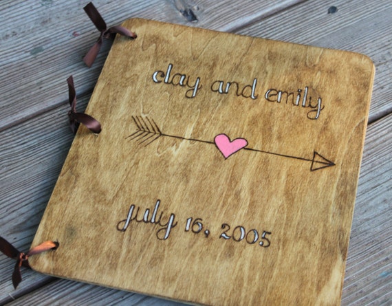 Custom Wedding Guest Book - Heart and Arrow by LazyLightningArt