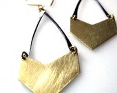 SALE Gold and Black Asymmetric Chevron Earrings - SeahagAndWalrus
