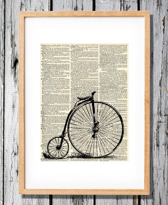 Penny Farther Bicycle Print Art Print on Vintage Antique