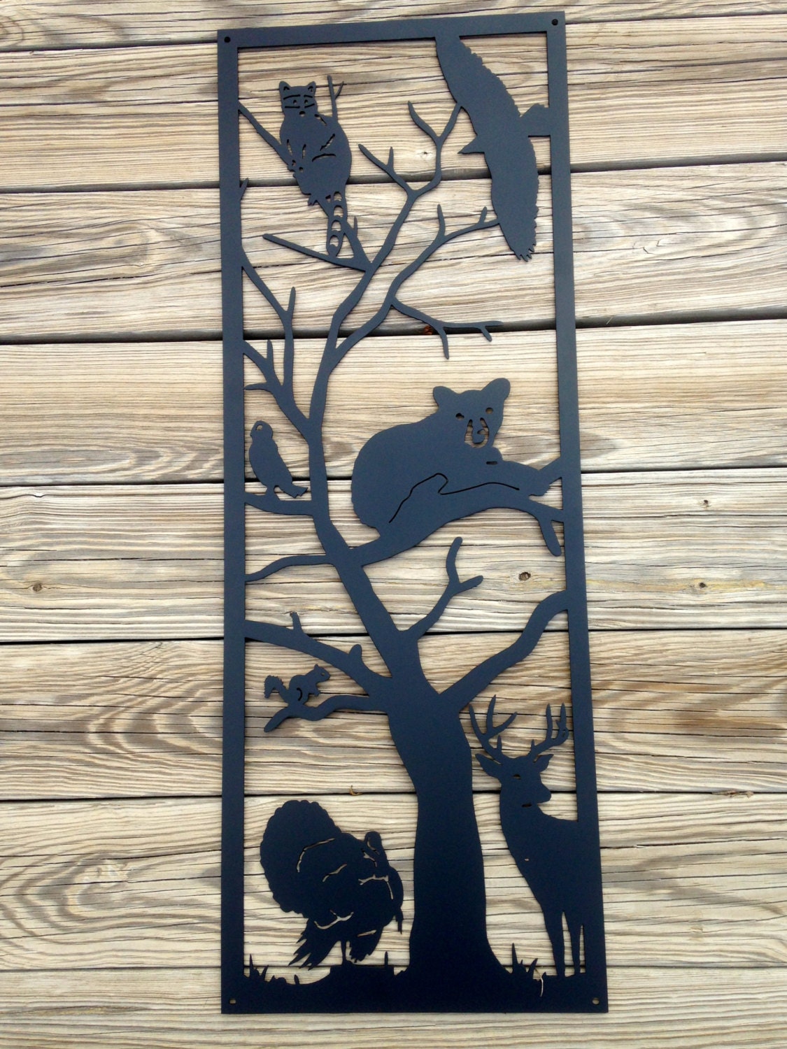 Tree Full Of Animals Metal Wall Art R6