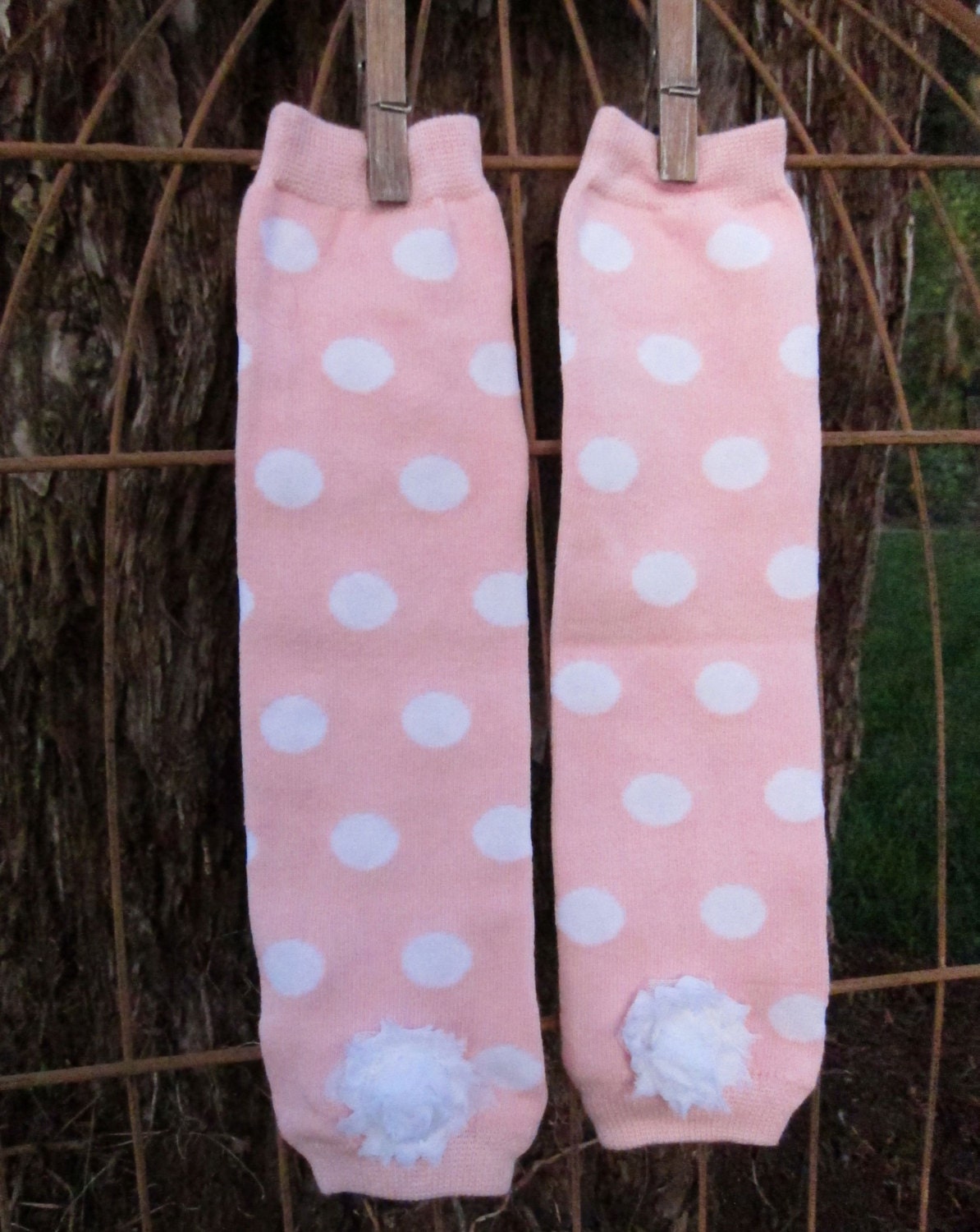 Powder PINK Polka Dot Baby Girl LEG WARMERS Newborn Toddler