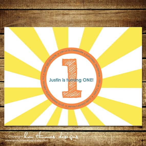 SUNSHINE...Custom Printable Birthday Invitation...by KM Thomas Designs Il_570xn