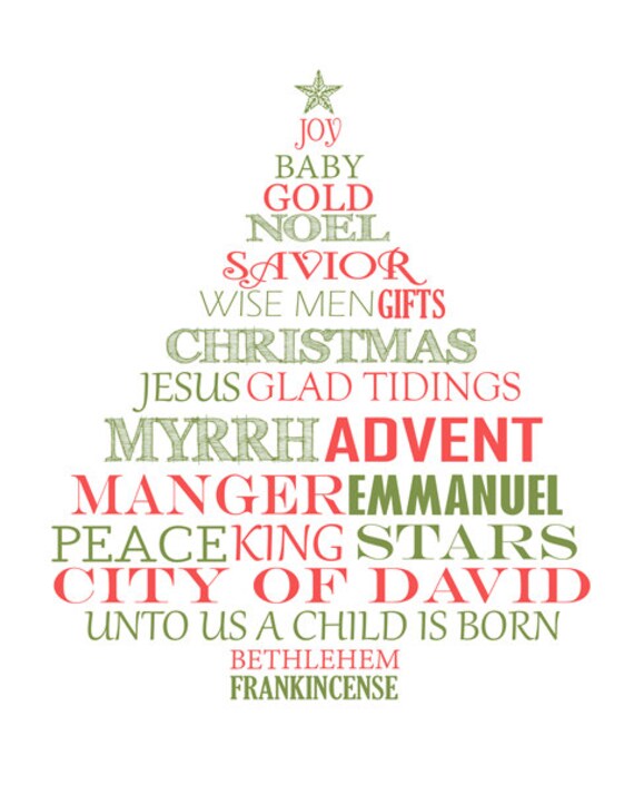 Items similar to Christmas Tree Digital Word Art on Etsy