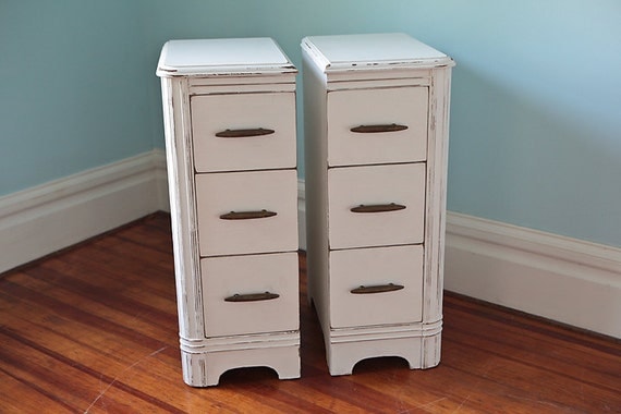 narrow pair nightstand s shabby chic white cottage antique