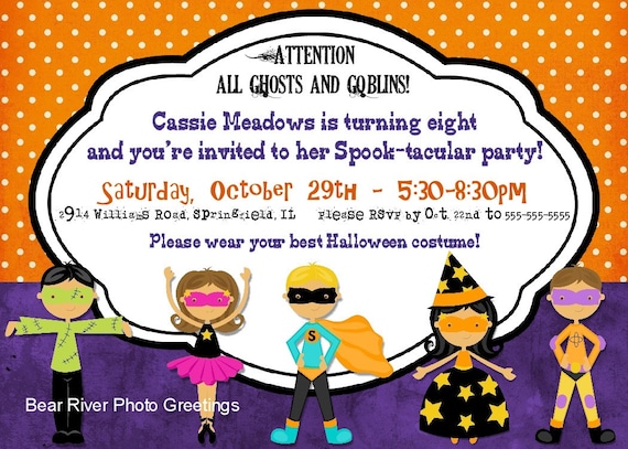 Halloween Birthday Photo Invitations 7