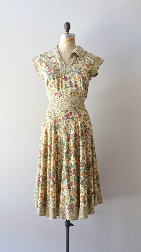 cotton 1970s dress / floral 70s dress / Bud & Twig dress