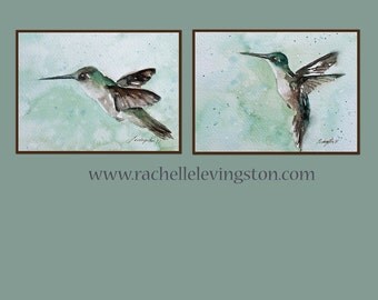 watercolor Bird wall art kitchen wall art home decor Hummingbird wall art Hummingbird PRINT SET Hummingbird art PRINTS Painting