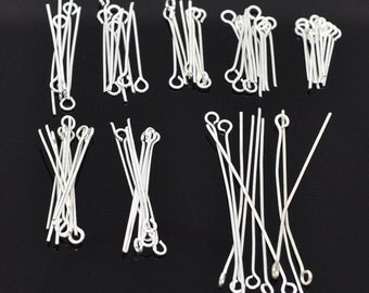 Eye Pins - Assorted Sizes - 800 pieces - Silver