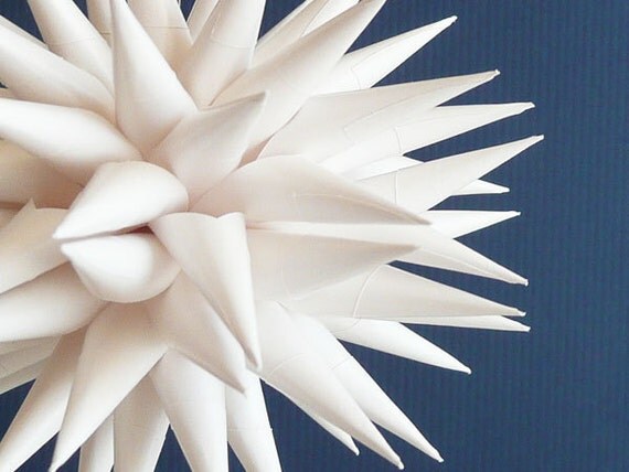 Polish Star Holiday Ornament White Paper Urchin Decoration