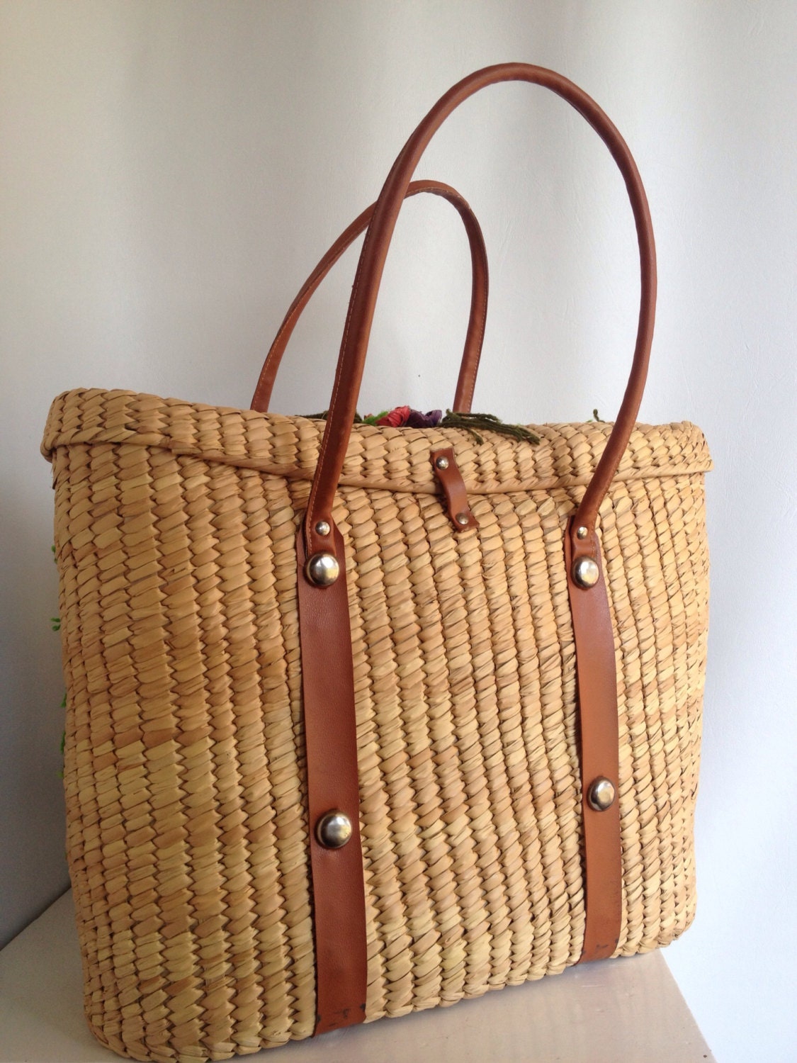 palm leaf tote bag