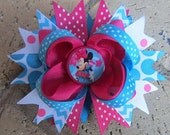 Minnie Mouse inspired Pink Blue Disney World Vacation Boutique Hair Bow Costume Il_170x135
