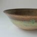 Organic Salad Bowl - Stoneware Serving Bowl - Rustic Brown with Green and Oatmeal - Fruit Bowl
