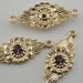 Connectors Vintage Rhinestone Victorian Amethyst on Gold Plate Flowers SWAROVSKI 5 Pcs 23mm