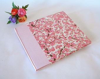 Guest book unlined pink plum chiyogami - 8x9in 20x23cm - Ready to ship