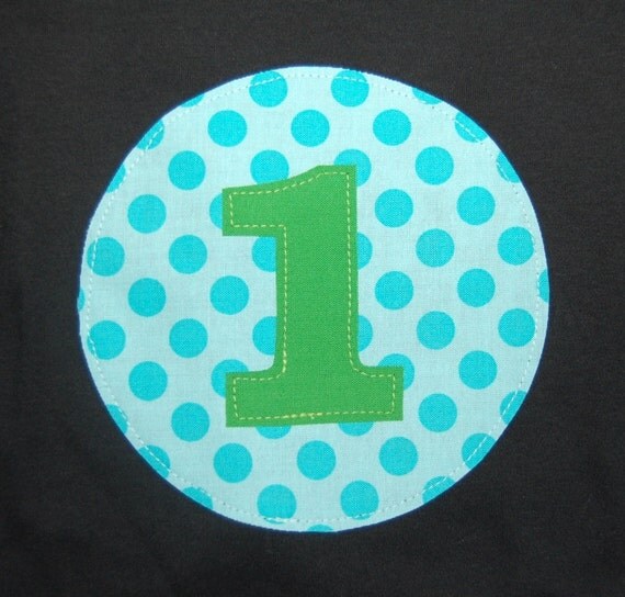 1st Birthday Tee ... Boys Green and Aqua Polka Dot First birthday shirt Il_570xn