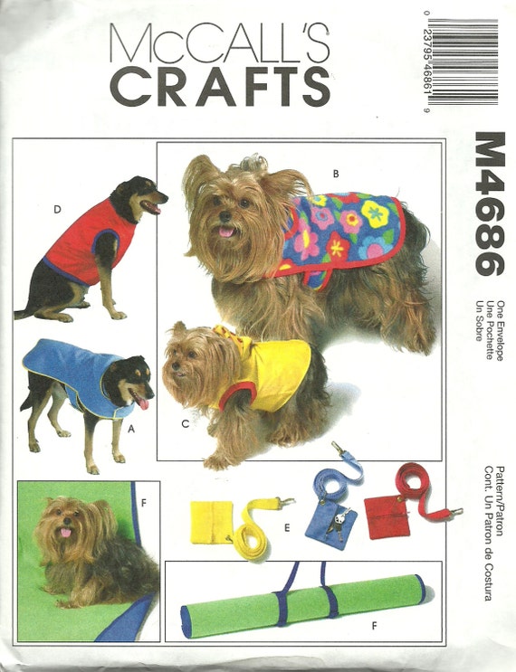 MCCALLS PATTERN M4686 dog coatsdog leash dog mat dog vest