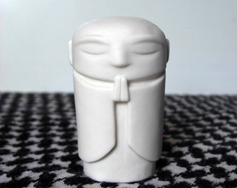 Jizo - Polished white porcelain, 2.5" tall Jizo statue