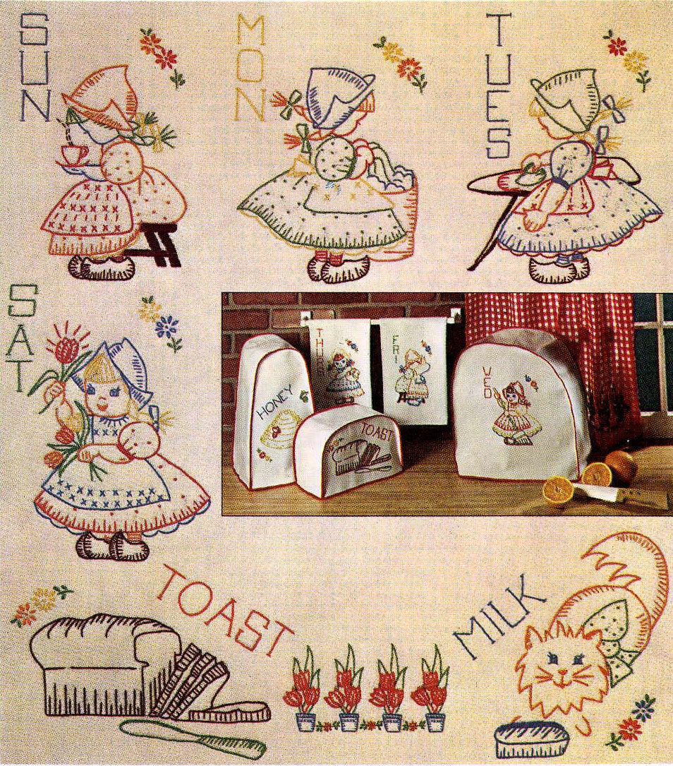 Hand Embroidery Pattern 7425 Dutch Girls for Days of the Week