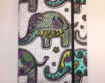 Kindle cover Hardcover, Kindle Paperwhite Cover, iPad Mini, Nook Tablet Cover, Book Style, Mosaic Elephants