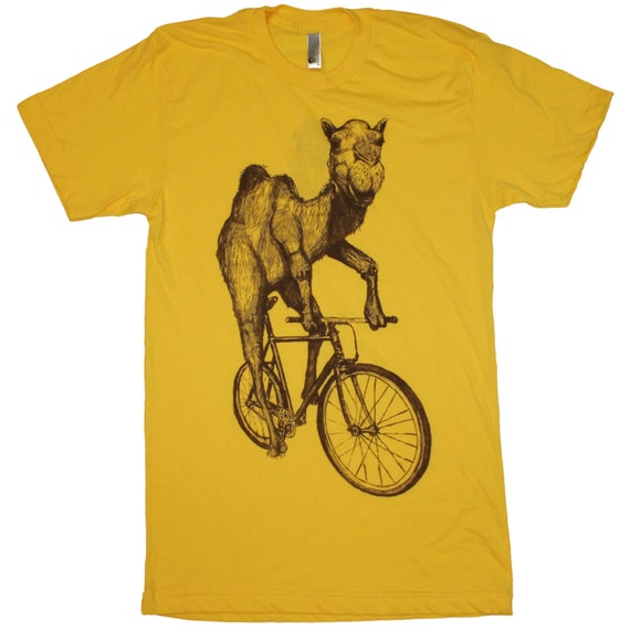 Mens Camel T Shirt Camel on a Bike