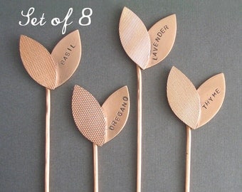 Small Sprout Herb Markers - Custom Set of 8 Garden Markers