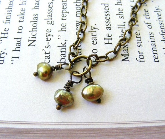 Petite Gold Pearl Cluster Necklace Choker Antique by meiguidesigns