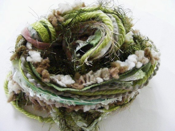 Long Fiber Layered Scarf or Belt Olive Green and by meiguidesigns