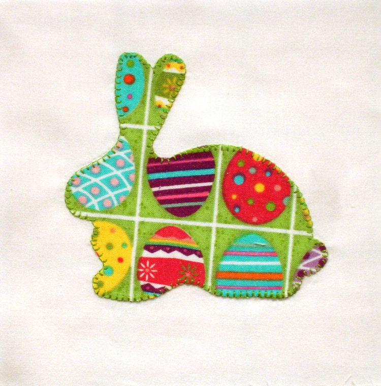 Easter Bunny Appliqued Quilt Blocks by zizzybob on Etsy