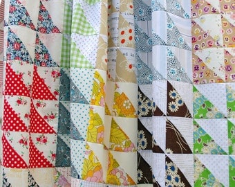 Retro Half Square Triangle (HST) Quilt Pattern (pdf file)
