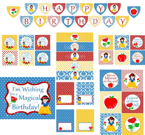 Items similar to Digital Snow White Party Package, Snow White Party ...