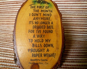 Vintage Souvenir Wood Paper Weight California Death Valley