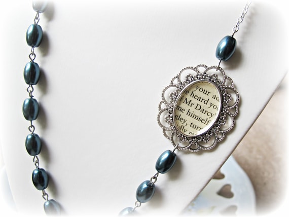 Mr. Darcy Necklace with Navy Glass Pearls