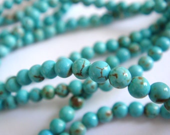 14. Turquoise 3mm Round Bead 16 Inches 127pcs Stones Beads