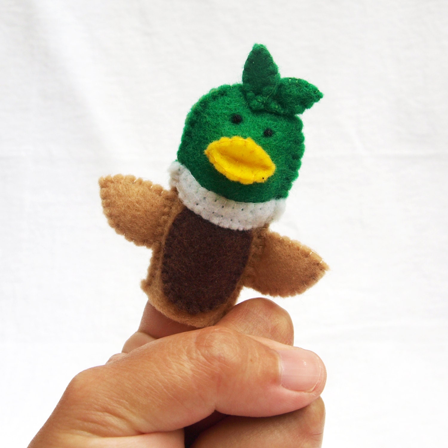 Mallard duck felt finger puppet animal puppet storytime