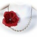 Red Rose Flower with Pearls Necklace - Bridesmaids Jewelry - Big Red Rose necklace - Blood Red