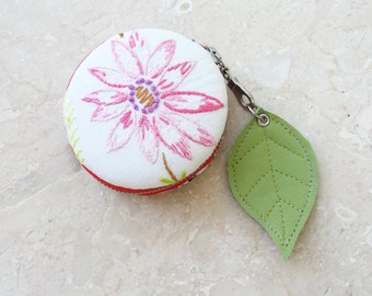Macaron Coin Purse Wallet - Vintage Embroidery and Fabric