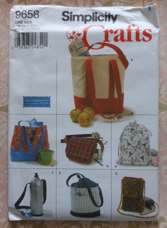 Utility Bags Sewing Pattern UNCUT Simplicity 9658 totebag