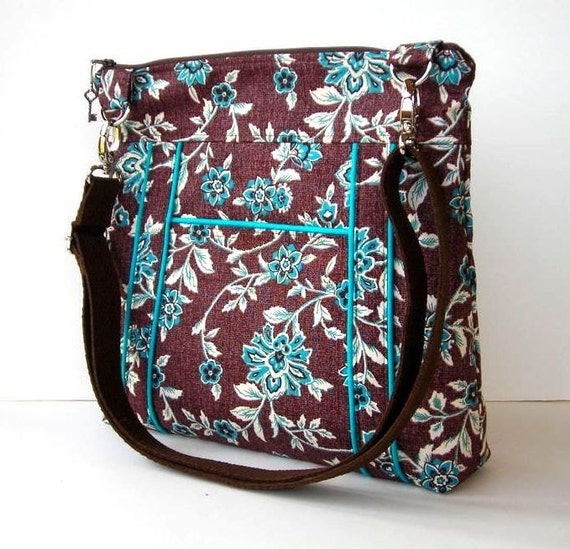 Bag Brown and Turquoise - Brown Cross Body Purse - Outside Pocket ...