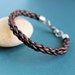 Mens Leather Bracelet Braided with Sterling Silver Clasp