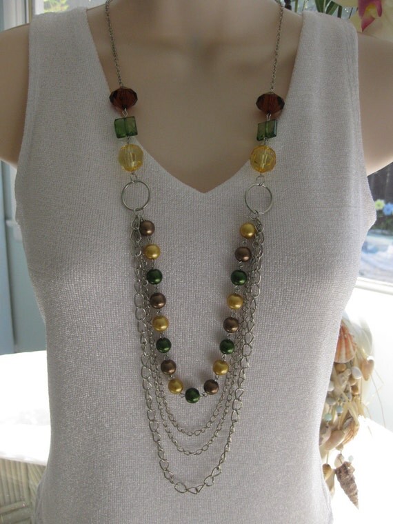 Multi Strand Chain Necklace Beaded Necklace by RalstonOriginals