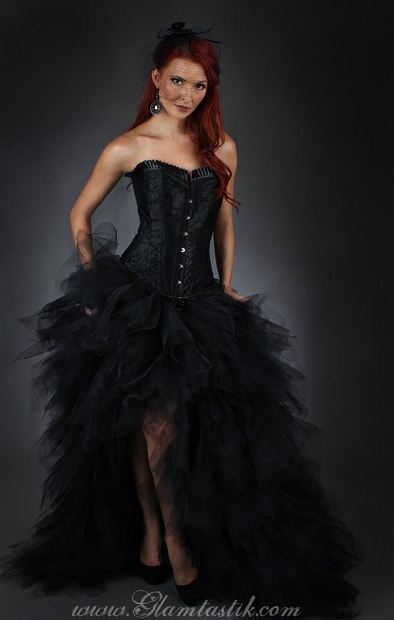 Tulle grande taille Burlesque Corset robe courte dans le train