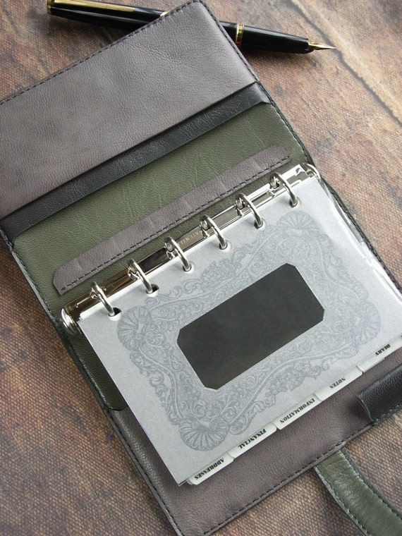 leather binder waxed leather lavender gray leather by kikosattic