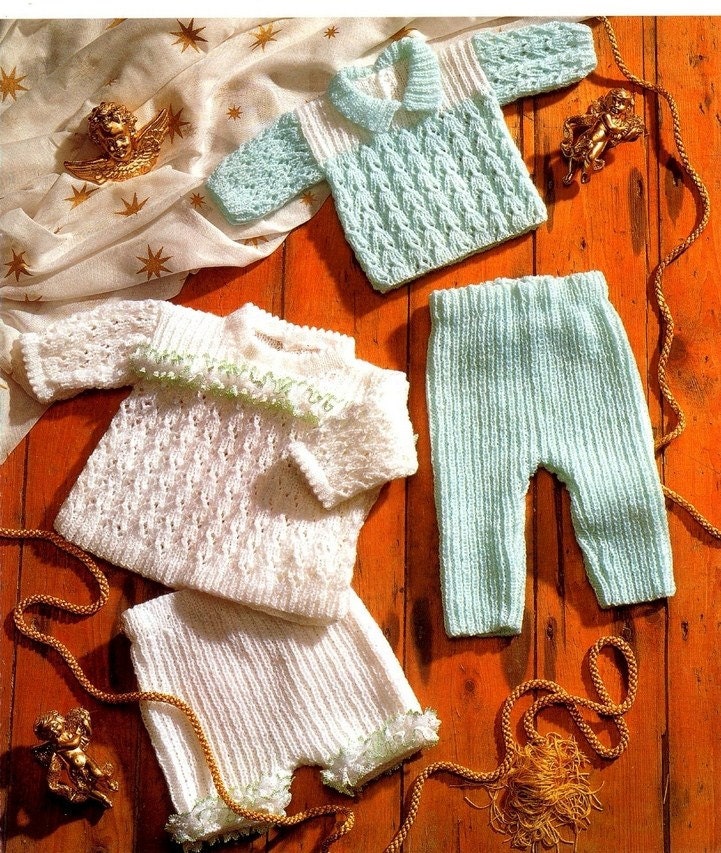 Baby KNITTING PATTERN Sweater Angel Top Trousers and