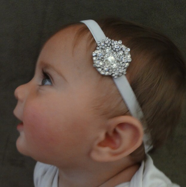 Baby girl christening headpiece flower girl by Tatishotties
