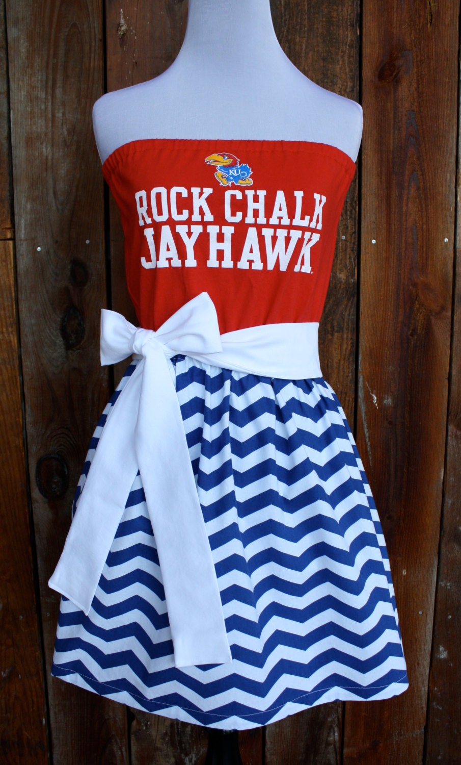 University of Kansas KU Jayhawks Game Day Strapless Dress
